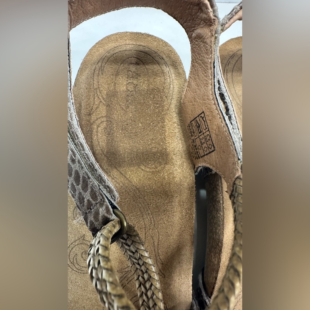 Taos Sz EU 42 (US 11-11.5) Trulie Ankle Strap Brown Braided Wedge Sandal EUC - Picture 10 of 10